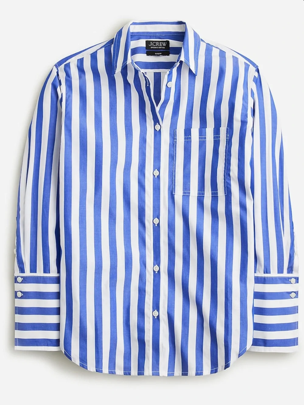 J. Crew Garçon Classic Button Down Blue and White Cotton Poplin Shirt Size 6 NWT